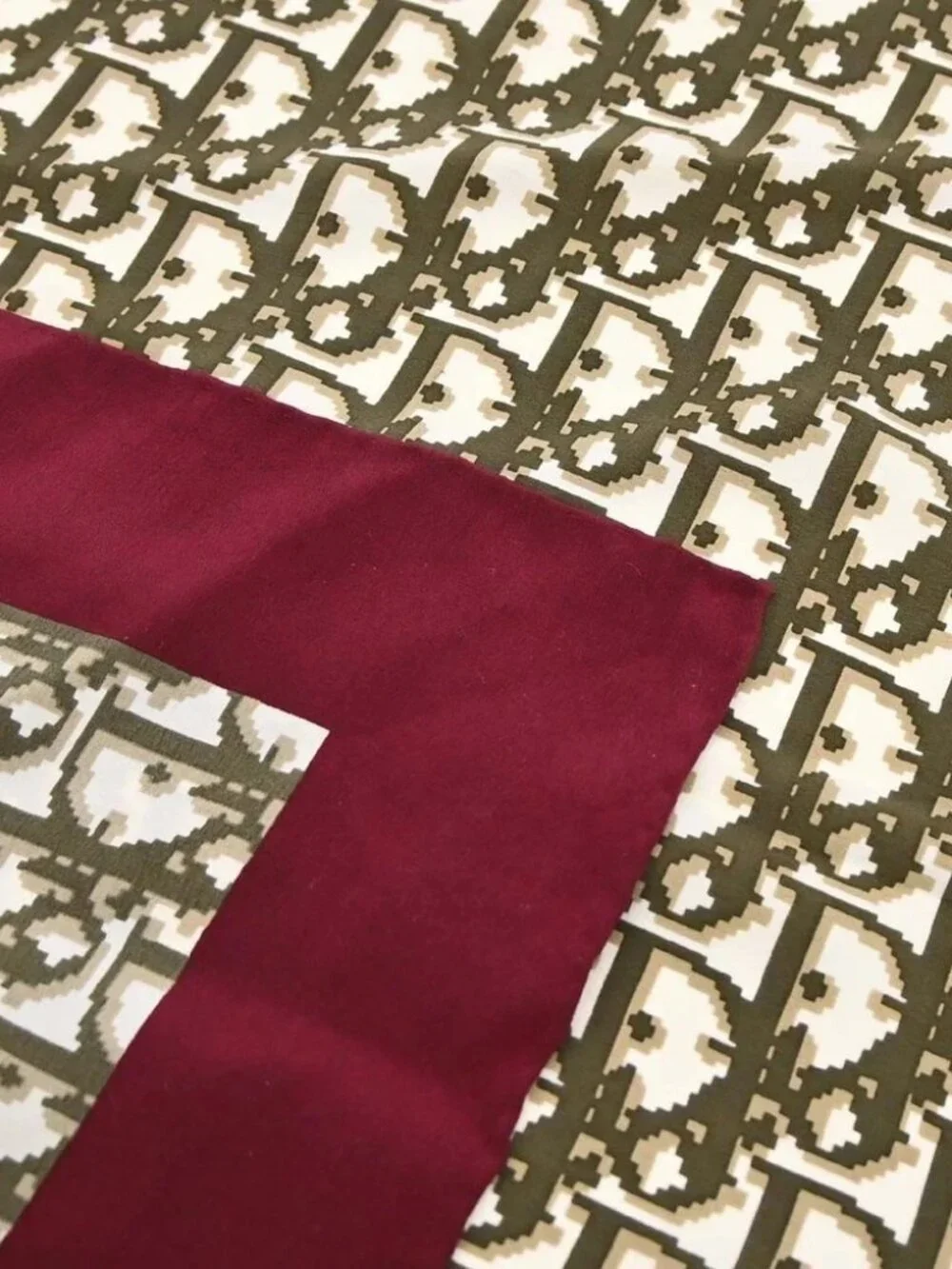 Christian Dior Brown Bordeaux Trotter Scarf Stole Small Good 188875